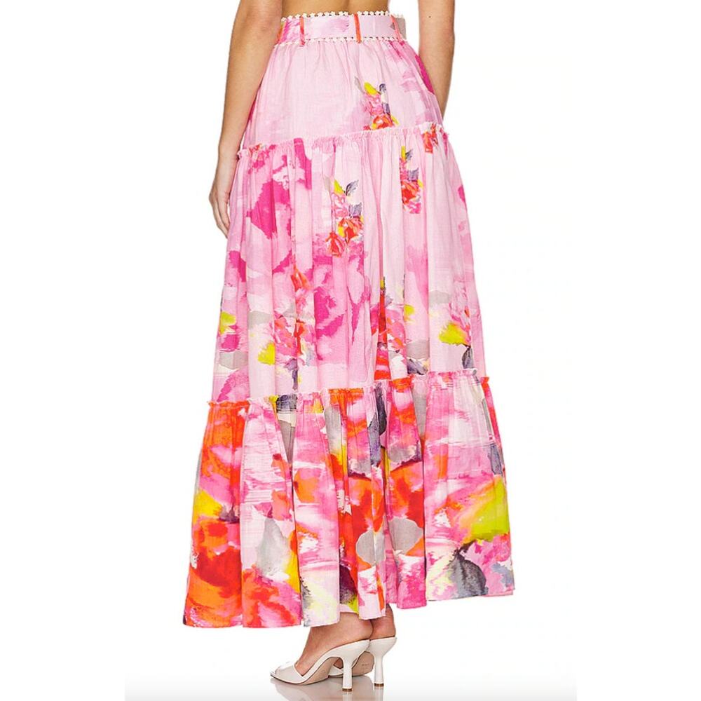 Hemant & Nandita Belted Maxi Skirt Bandeau Top Pink Rosa Floral Small NEW NWT! - Picture 5 of 10